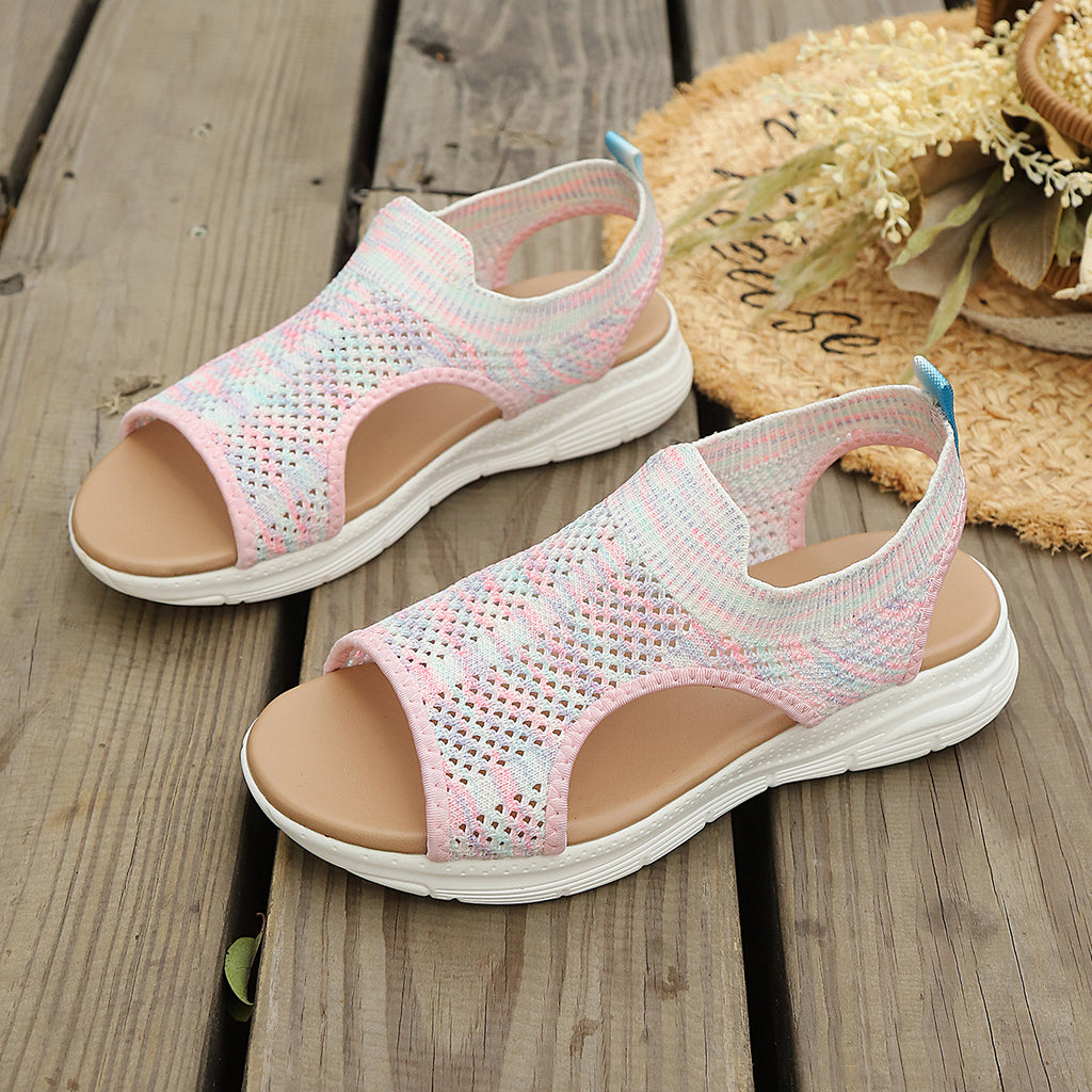 Sarah Express Sporty Mesh Slip-On Flat Sandals Pink