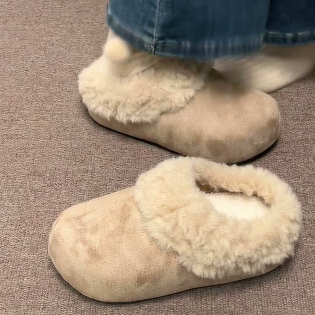 Sarah Express Retro Thick-Soled Fleece-Lined Indoor Slippers