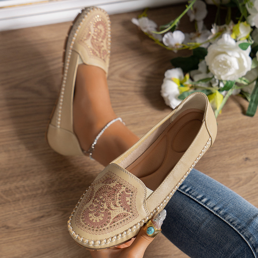 Sarah Express Women's Retro Stitched Flat Loafers