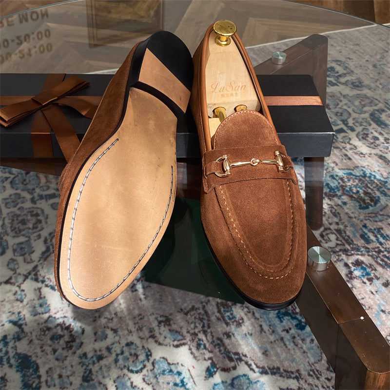 Sarah Express Men's Suede Horsebit Slip-On Loafers