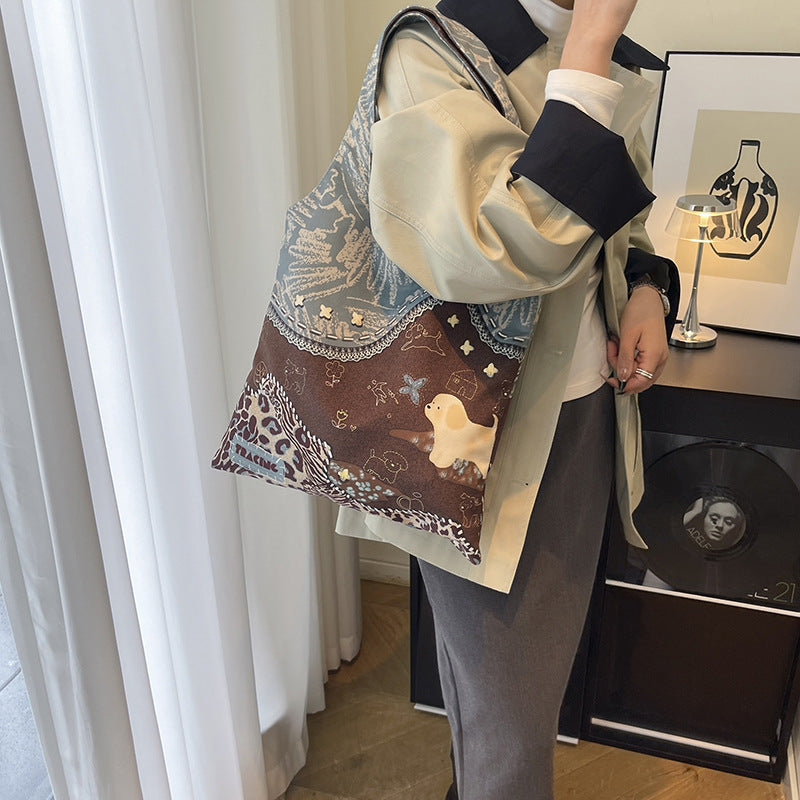 Sarah Express Leopard Print Canvas Commuter Shoulder Bag