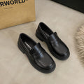 Sarah Express Vintage Preppy Platform Loafers Matte Black