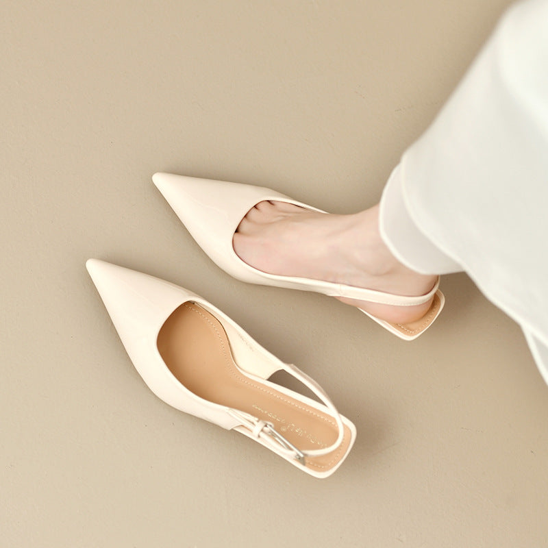 Pointed-toe Kitten-heel Bow Sandals – heel profile alternate view