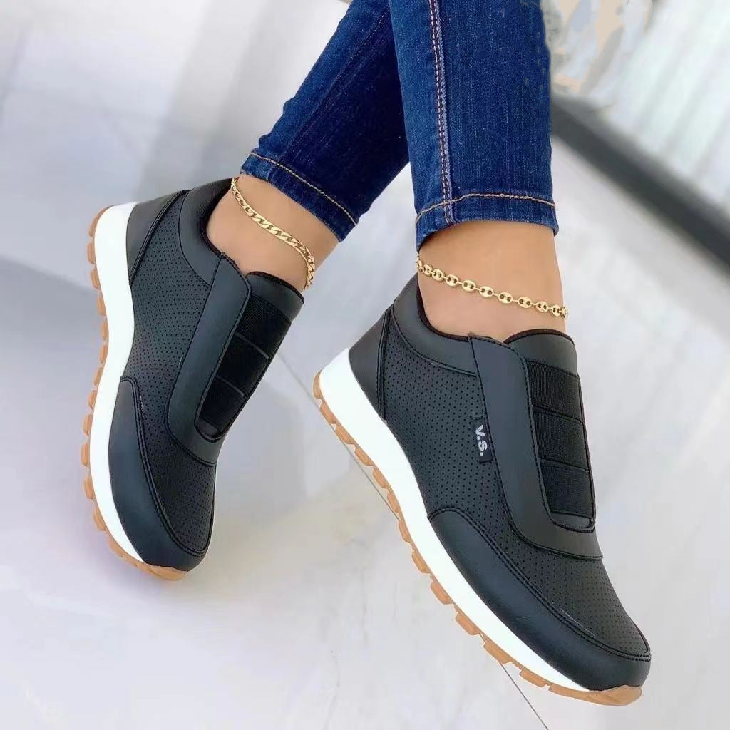 Sarah Express Women's Elastic Band Platform Sneakers Black