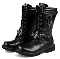 Sarah Express Men's Military Style Mid-Calf Combat Boots Black