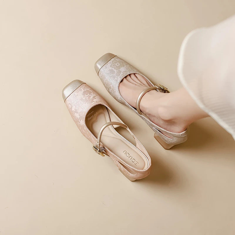 Sarah Express Square Toe Chunky Heel Mary Janes