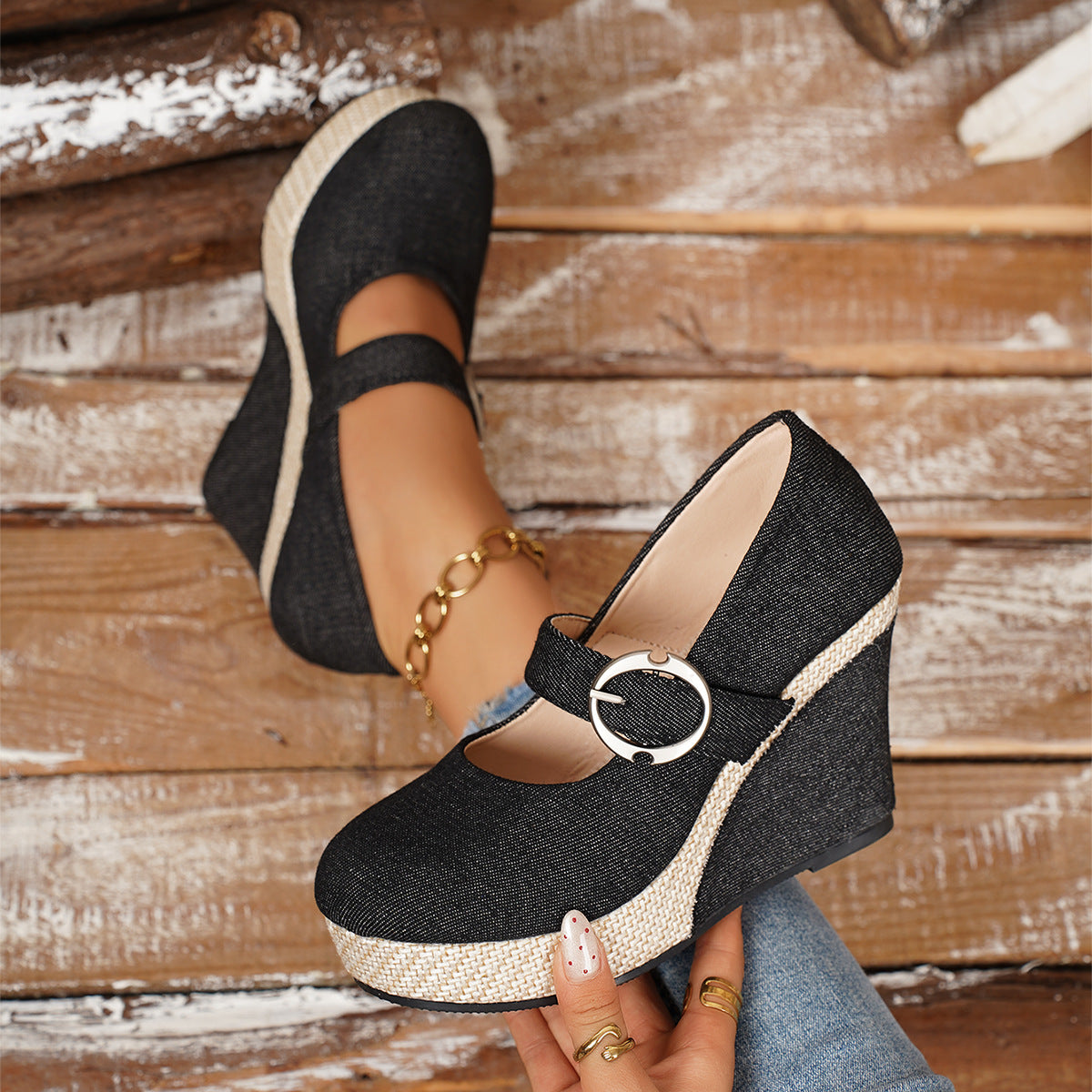 Womens Large-size Platform Wedge Thick-soled Pumps – product detail alternate view 3