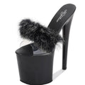 Sarah Express High Platform Faux Fur Runway Slippers Black