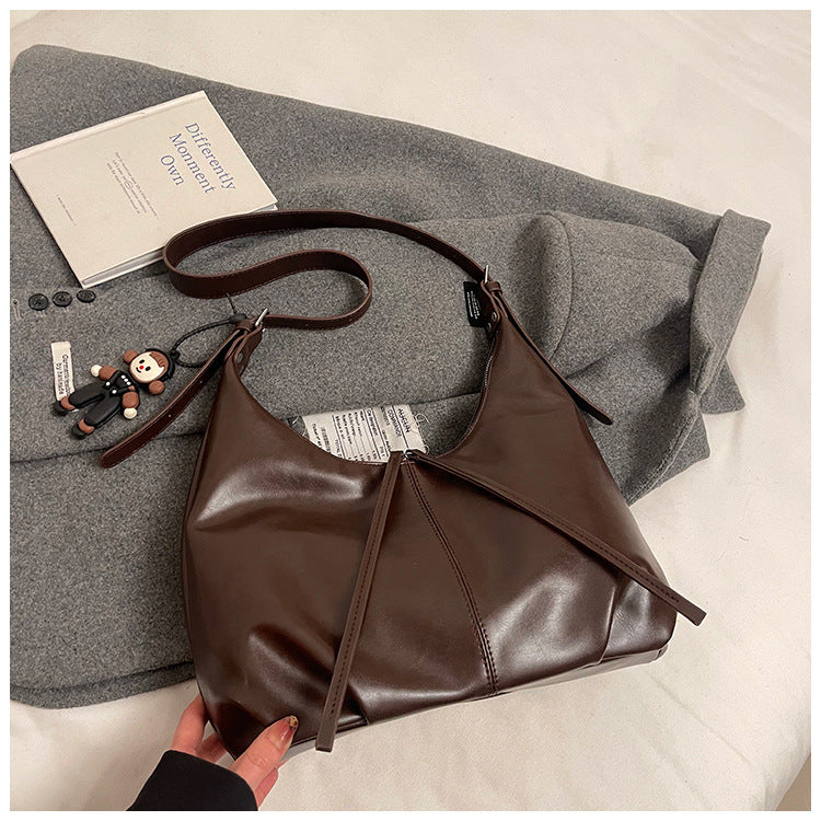 Sarah Express Retro Korean Style PU Leather Shoulder Bag Brown