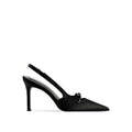 Sarah Express Satin Pointed Toe Bow Stiletto Heels Black