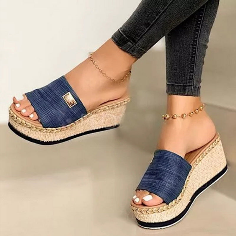 Sarah Express Women's Cutout Platform Wedge Sandals