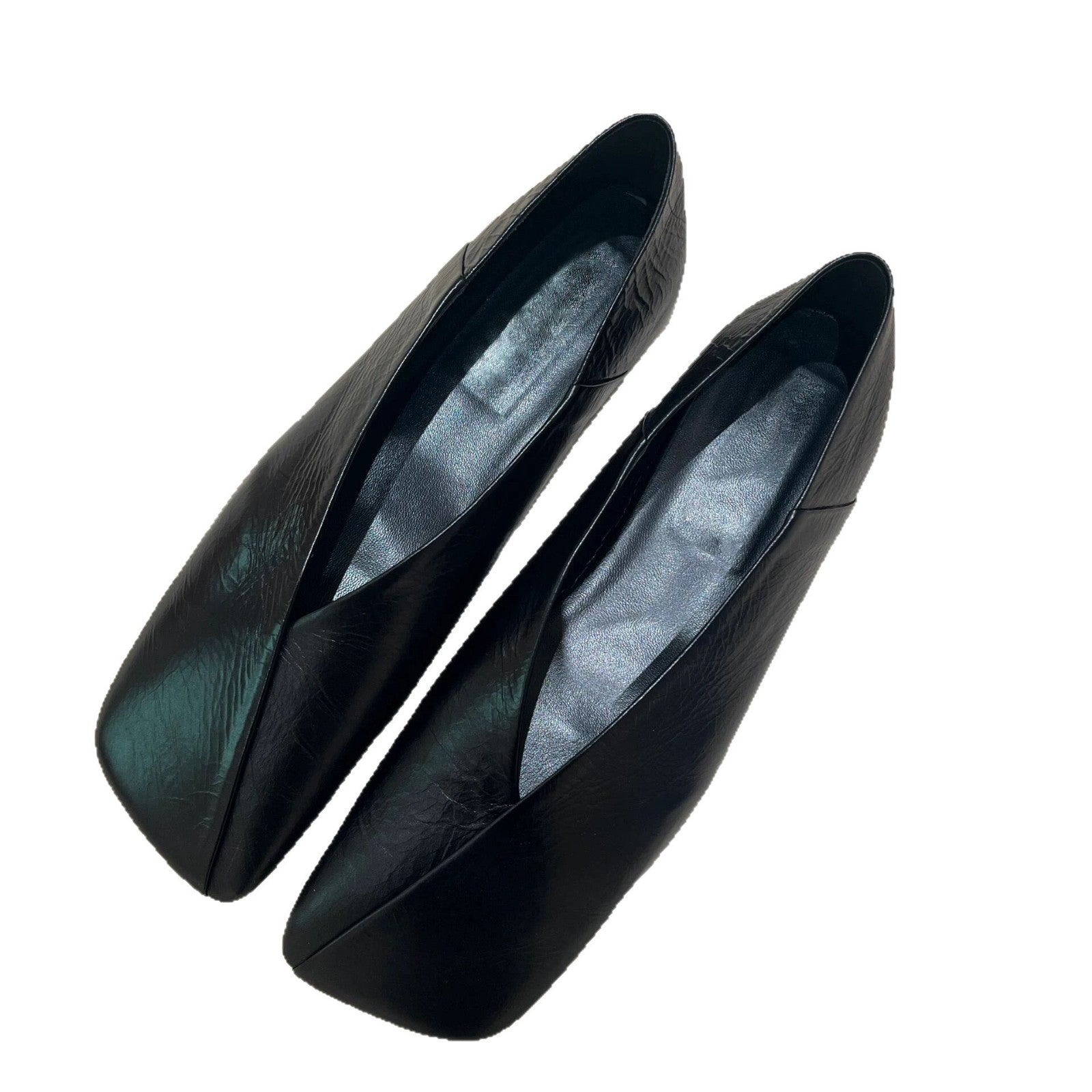 Sarah Express French Style Square Toe Leather Flats