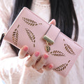Sarah Express Hollow Leaf Long Wallet Handbag Pink