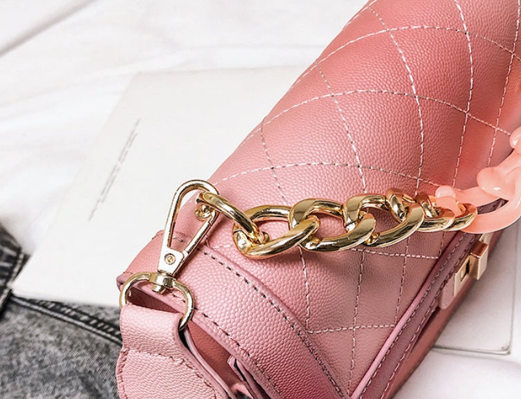 Sarah Express Rhombic Quilted Chain Shoulder Messenger Bag