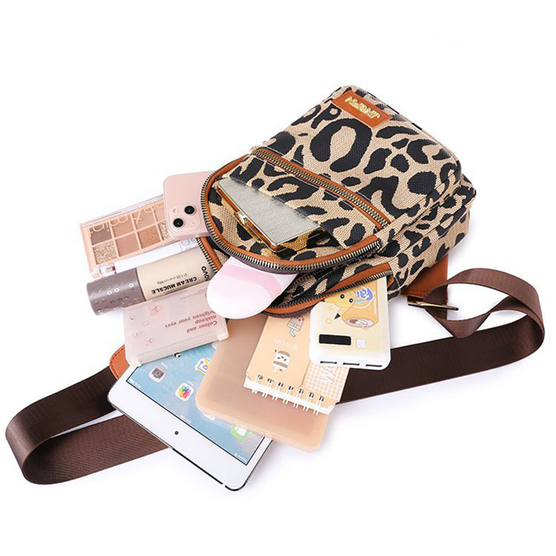Sarah Express Leopard Print Sling Crossbody Chest Bag