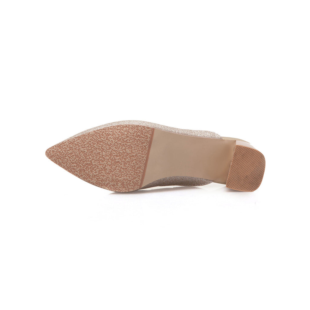 Sarah Express Glitter Bow Knot Pointed Toe Slippers