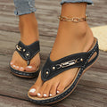 Sarah Express Women's Plus-Size Wedge Flip-Flops Black