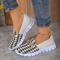 Sarah Express Houndstooth Chain Mesh Breathable Loafers Beige