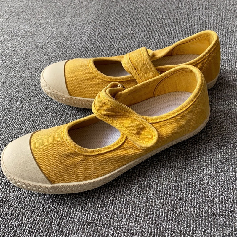 Sarah Express Casual Cotton Slip-on Loafers Yellow