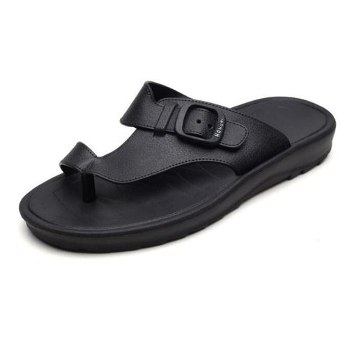 Sarah Express Men's Casual Buckle Strap Toe-Post Sandals Black