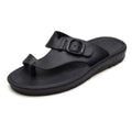 Sarah Express Men's Casual Buckle Strap Toe-Post Sandals Black