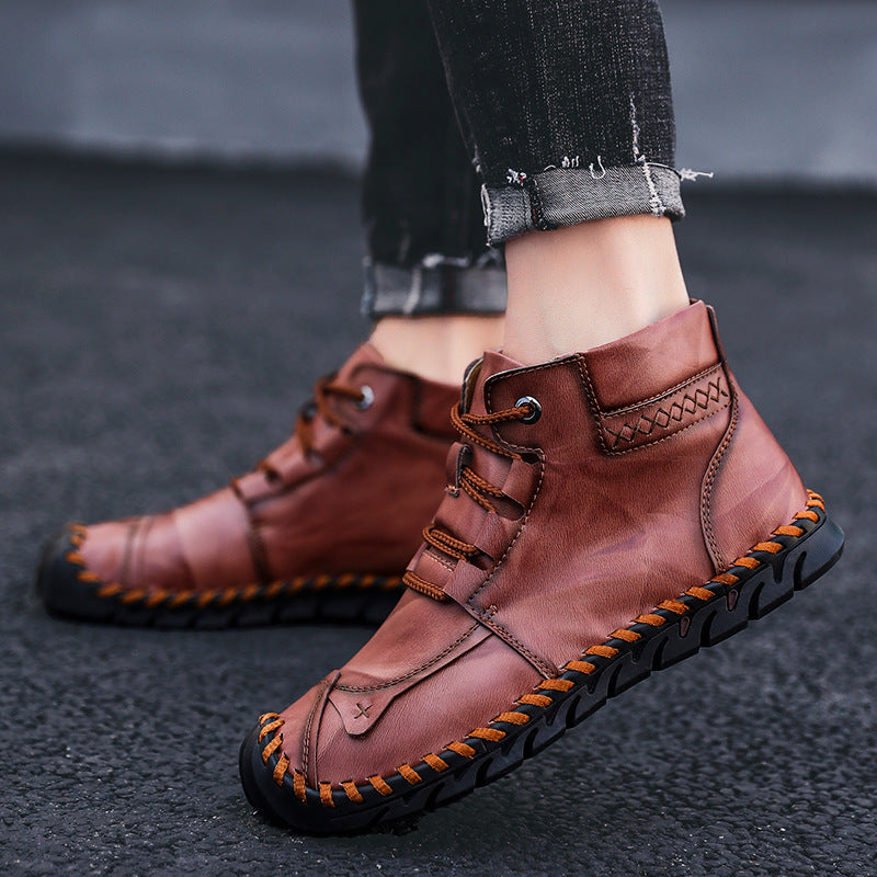 Sarah Express Men's Casual Leather Martin Boots