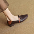 Sarah Express Color-Block Pointed Toe Low-Heel Pumps Dark Brown