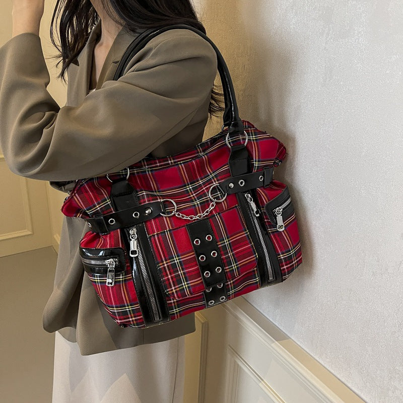 Sarah Express Plaid Crossbody Bag with Rivet Details