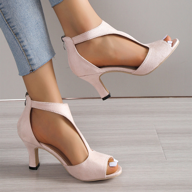 Sarah Express Peep-Toe Platform Sandals with Back Zipper