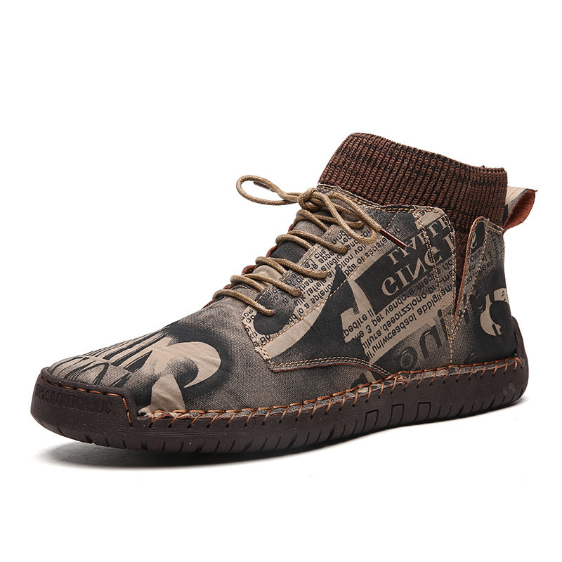 Sarah Express High-Top Cotton-Padded Patterned Casual Sneakers
