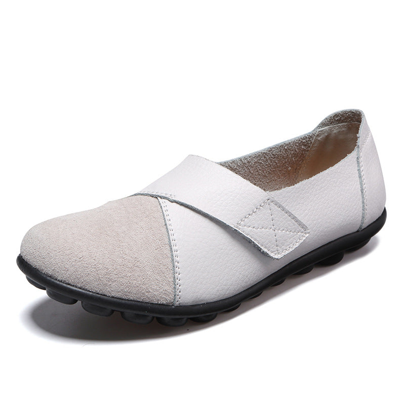 Sarah Express Women's Comfortable Velcro Flat Walking Shoes White