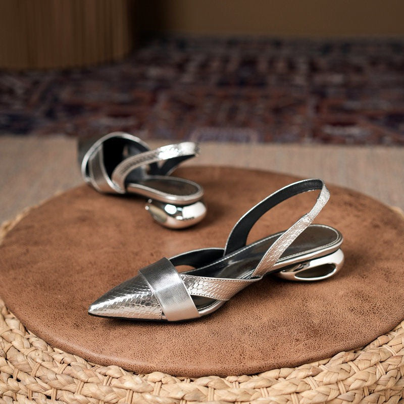 Sarah Express Patent Leather Cutout Pointed Toe Sandals