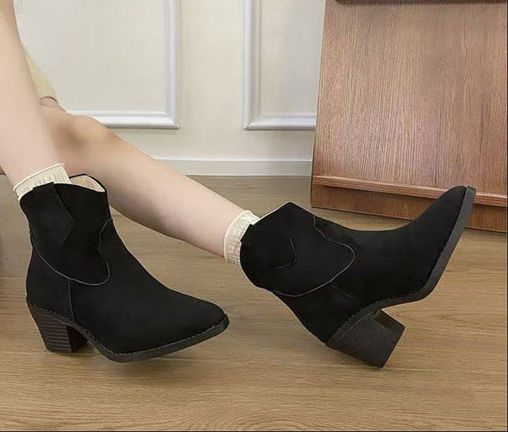 Sarah Express Retro Pointed Toe Slip-On Sock Booties