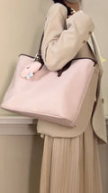 Sarah Express Canvas Shoulder Bag Large Capacity Tote Pink No Pendant 42X28X14CM