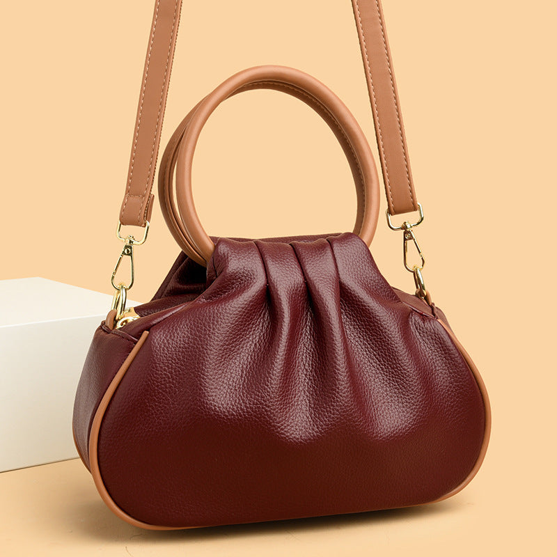 Sarah Express Pleated Leather Crossbody Shoulder Bag