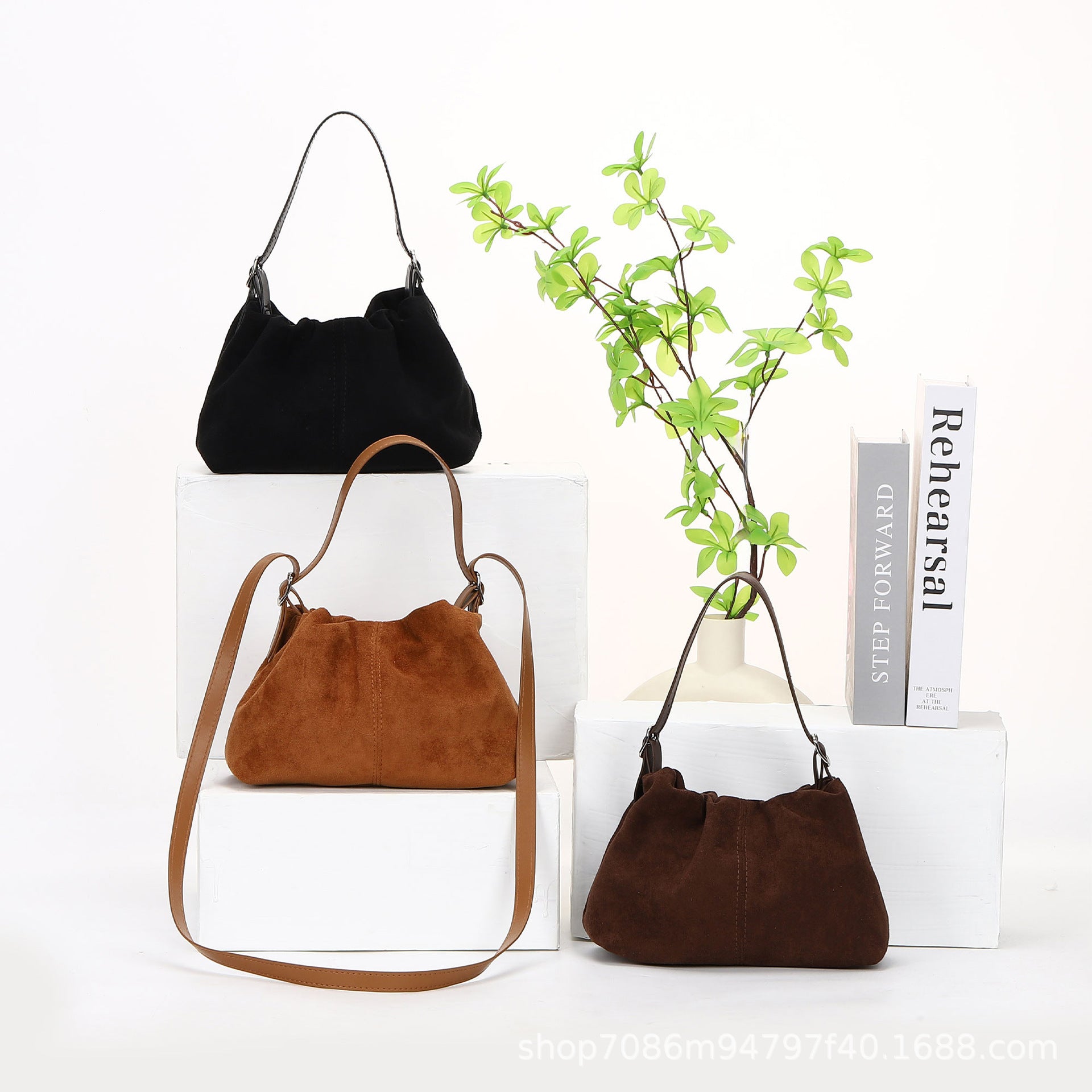 Sarah Express Suede-Look Rectangular Crossbody Shoulder Bag
