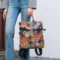 Sarah Express Artisan Patchwork Genuine Leather Crossbody Bag Flowers