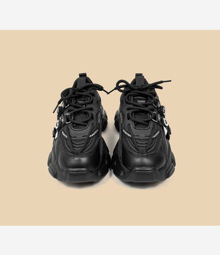 Sarah Express Black Platform Dad Sneakers With Charms