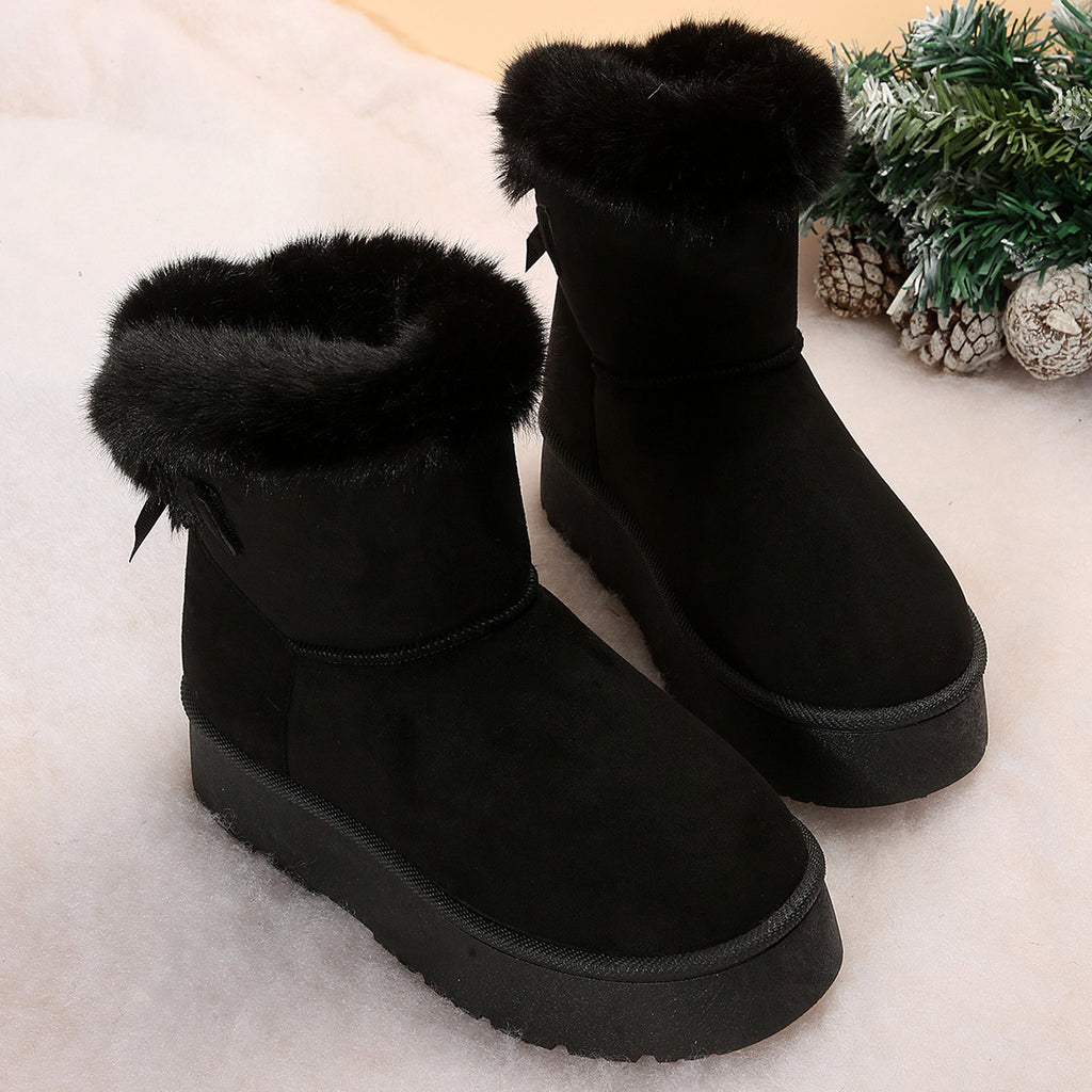 Sarah Express Bow-knot Plush Lined Winter Ankle Boots