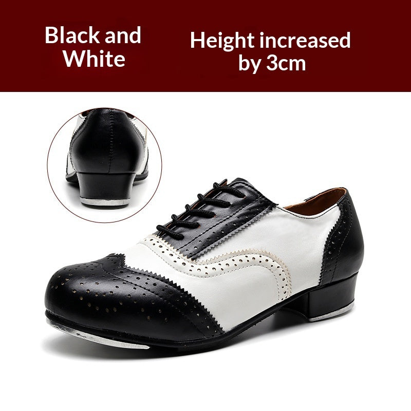 Sarah Express Men's Oxford Tap Dance Shoes Black And White Cowhide