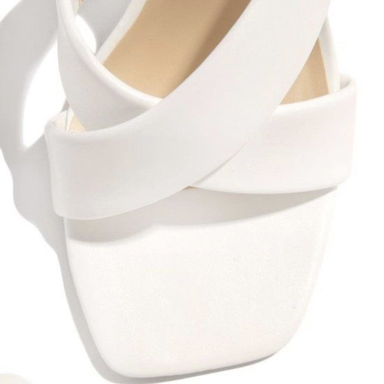 Sarah Express Square Toe High-Heel Slide Sandals