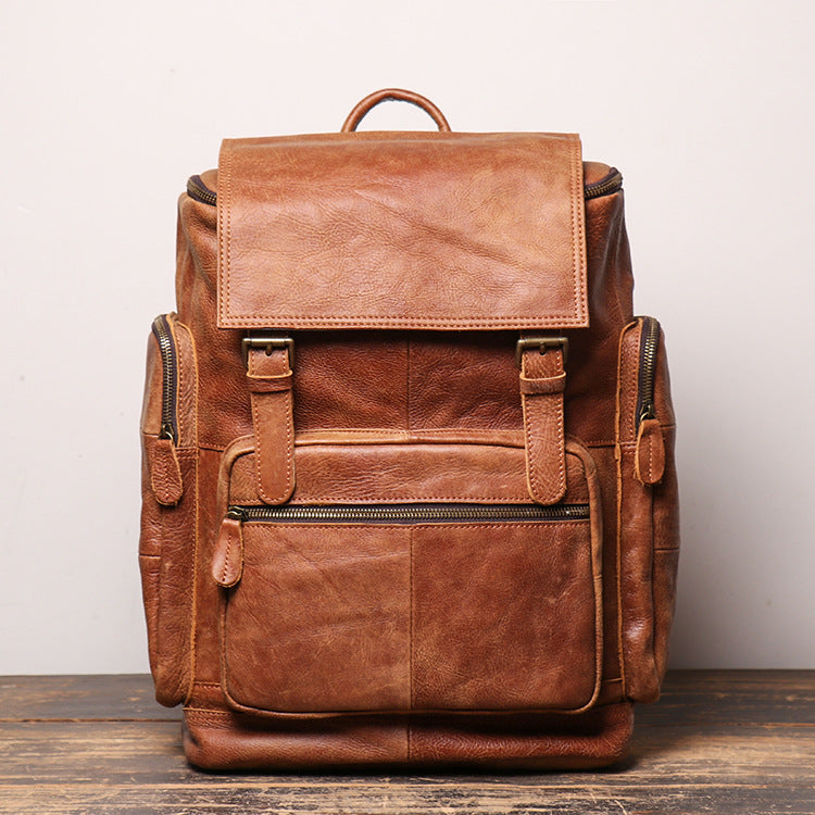 Sarah Express Retro Genuine Leather Men's Travel Backpack