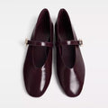 Sarah Express Burgundy V-Strap Round Toe Flats Wine Red