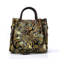 Sarah Express Embossed Floral Leather Handbag Yellow