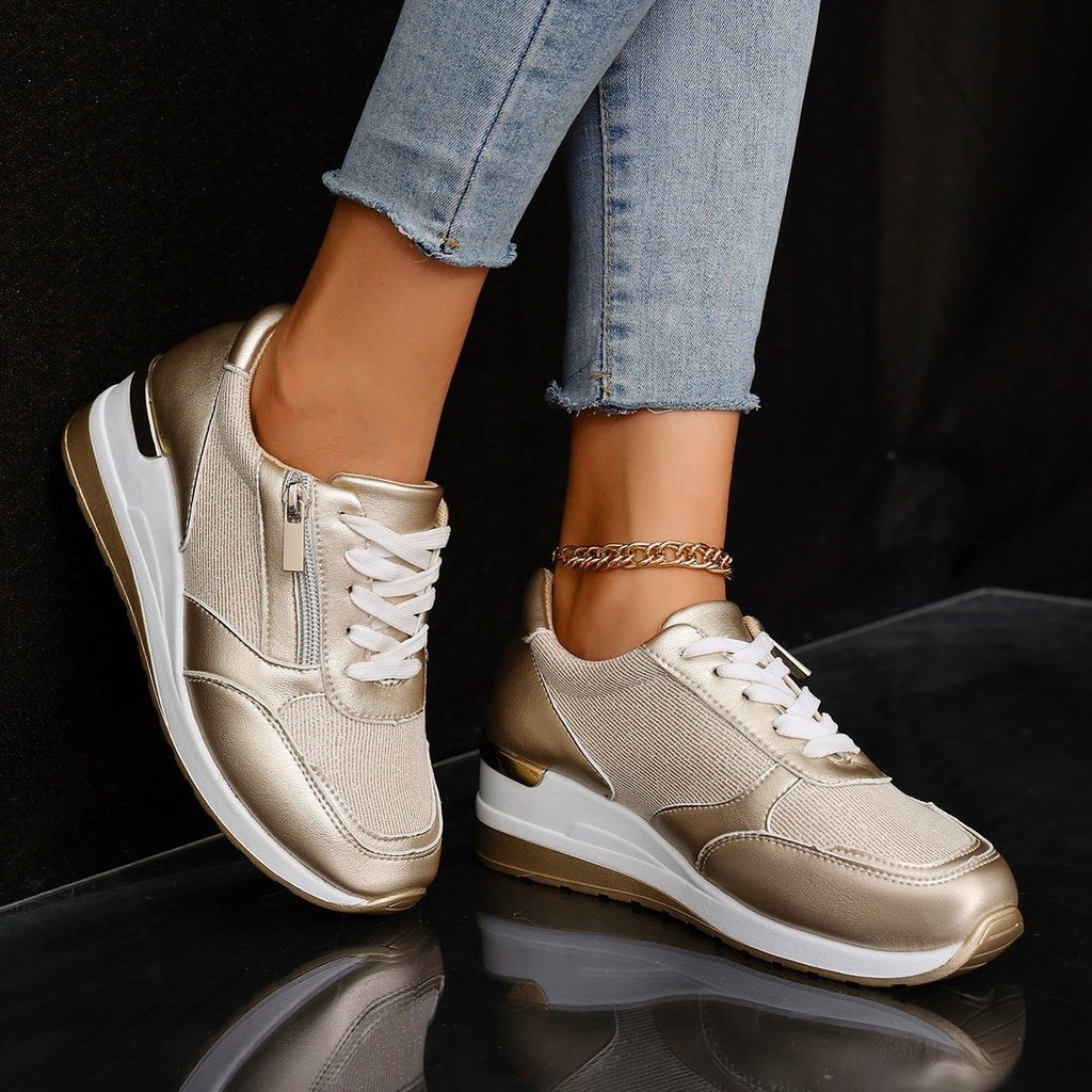 Sarah Express Women's Side Zipper Casual Wedge Sneakers
