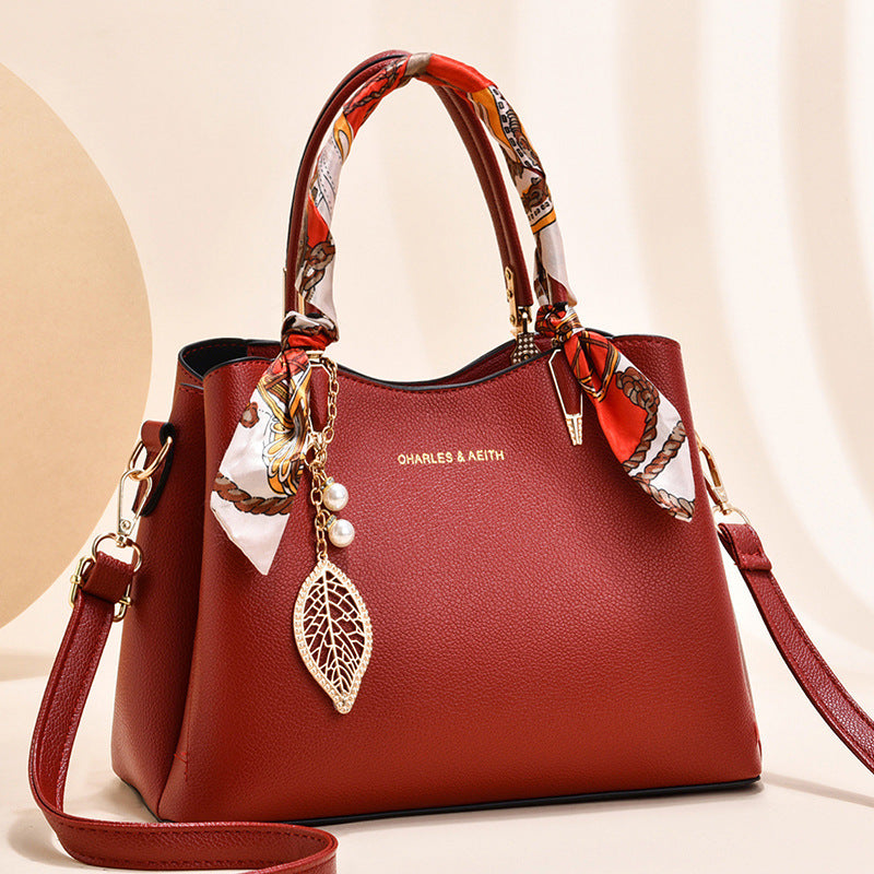 Sarah Express Structured Shoulder Bag With Leaf Pendant