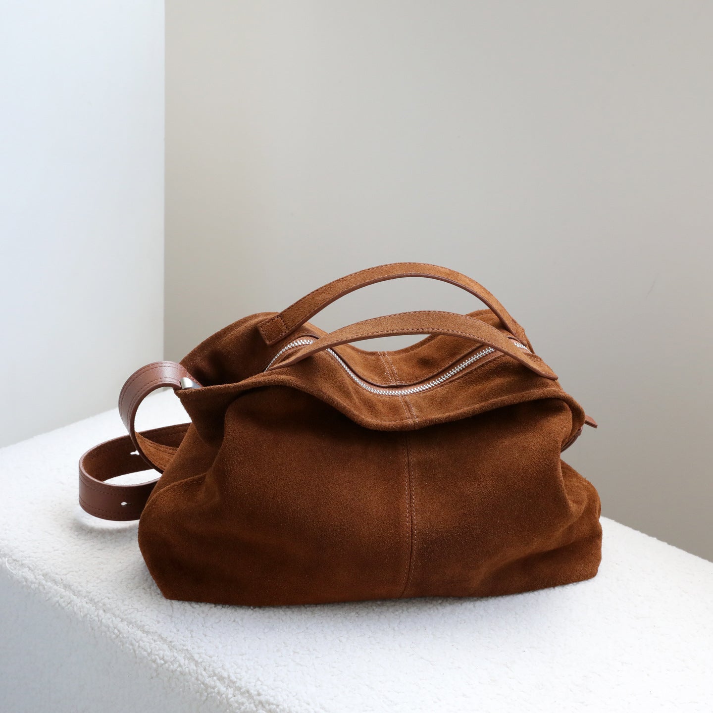 Sarah Express Matte Genuine Leather Square Commuter Bag
