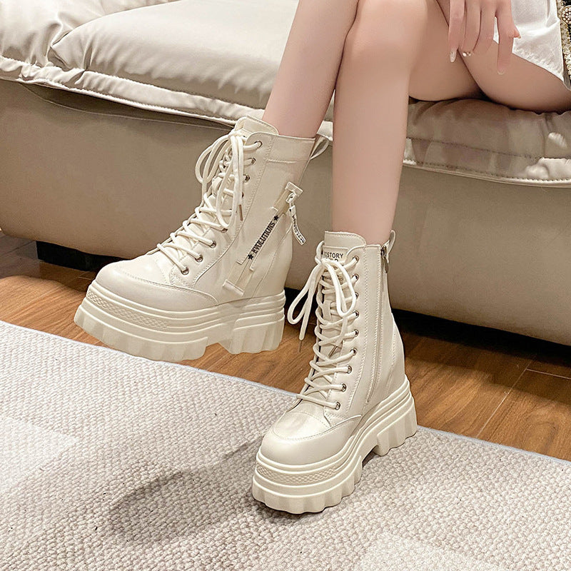 Sarah Express Chunky Heel High-Top Ankle Boots