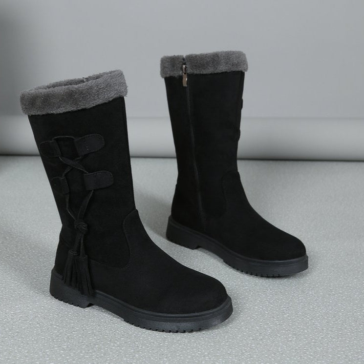 Sarah Express Fleece-Lined Chunky Sole Snow Boots Black