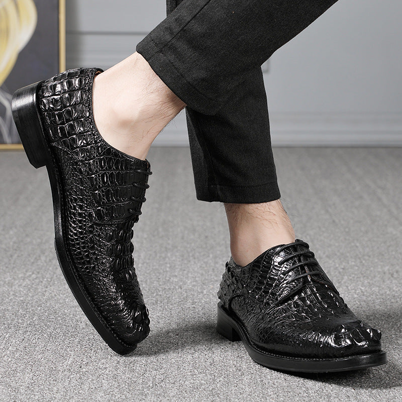 Sarah Express Men's Crocodile Pattern Leather Dress Shoes